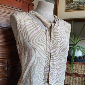 Tie Front Sleeveless Silk Blouse